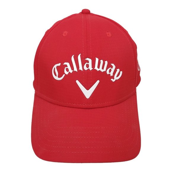 Callaway Metallic Logo Adjustable Strapback Golf Cap Baseball Trucker Hat Red - Picture 1 of 12